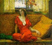 Wilson Irvine Lady in Red USA oil painting artist
